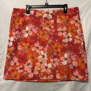Talbots Floral Mini Skirt Womens 16 Retro Mod Classic Straight Pencil